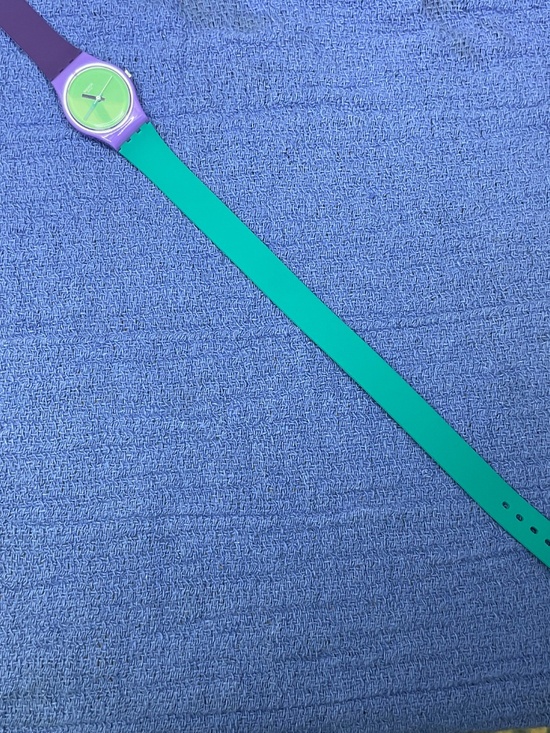 Swatch Watch Fun In Blue with double wrap strap main image 4